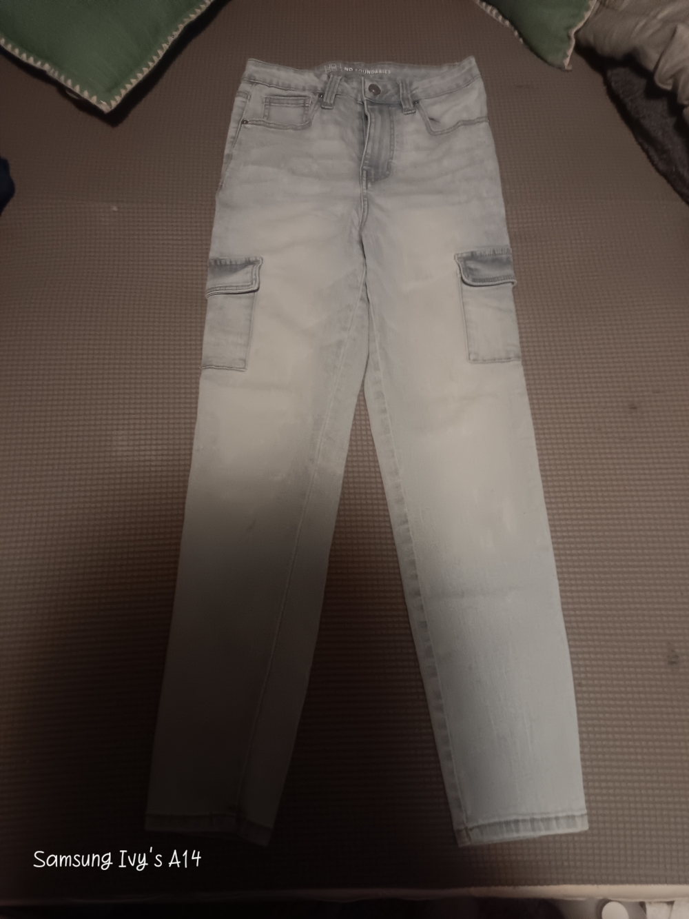 No Boundaries Light Wash High Rise Cargo Jeans